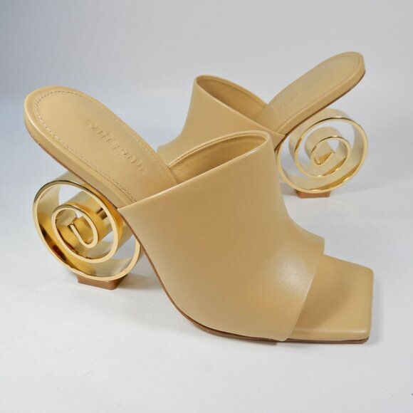 Cult Gaia Ira Spiral Swirl Slide Mule SANDAL 35 5 Natural Gold Leather NEW $458 - Picture 15 of 15